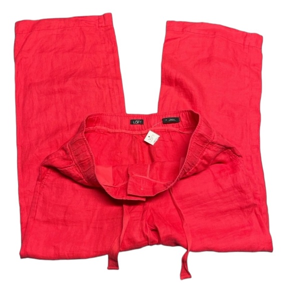 LOFT Venetian Red M Marisa Wide Leg Linen Pants - Picture 5 of 9